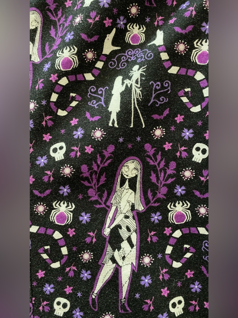 Homemade Nightmare before Christmas Purple Gothic Skeleton Floral Button-Up - Picture 8 of 8